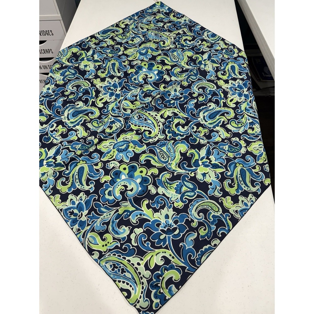 Longaberger Table Square Overlay Daydream Fabric 36" x 36" Blue Green Floral